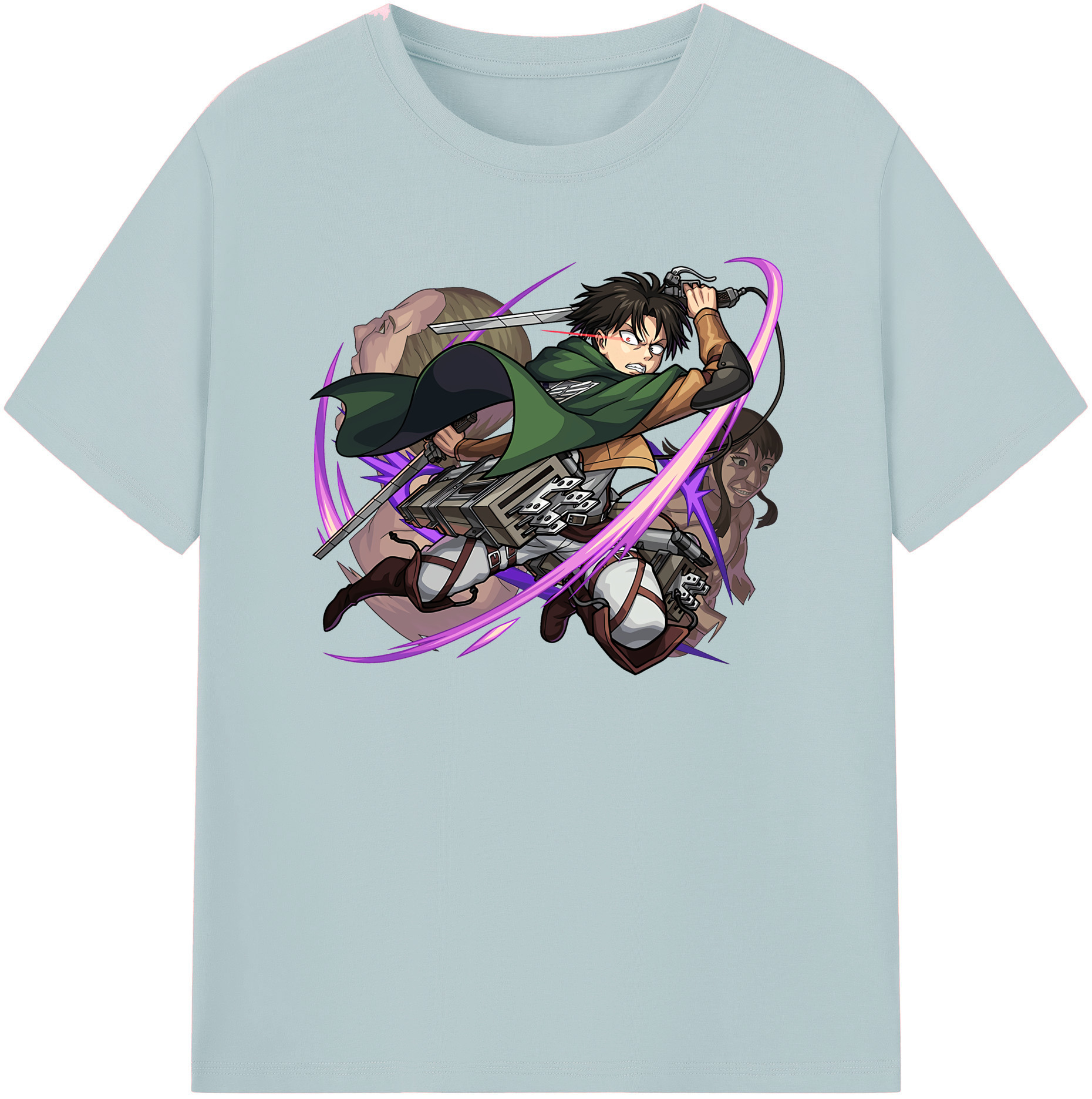 （画像用） 進撃の巨人 リヴァイ·アッカーマン Attack on Titan Levi Ackerman 綿100％半袖Tシャツ（フロントプリント）
